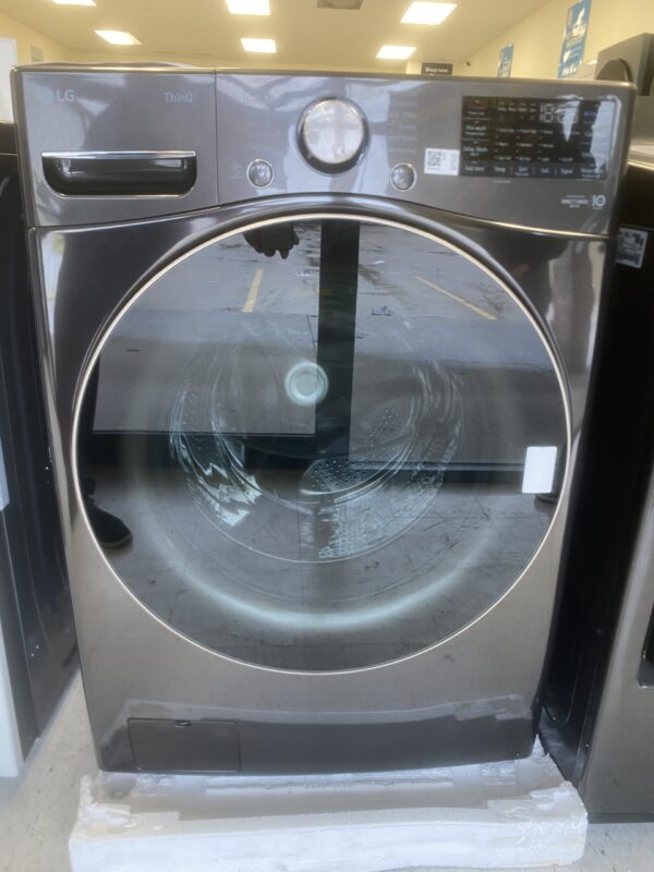 LG 4.5 Cu. Ft. Stackable SMART Front Load Washer in Black Steel with Steam and TurboWash360