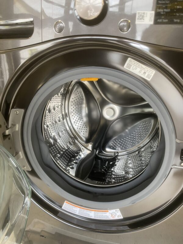 LG 4.5 Cu. Ft. Stackable SMART Front Load Washer in Black Steel with Steam and TurboWash360