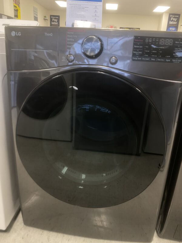 LG 7.4 Cu. Ft. Vented SMART Stackable Gas Dryer in Black Steel with TurboSteam and Sensor Dry Technology