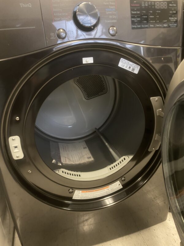 LG 7.4 Cu. Ft. Vented SMART Stackable Gas Dryer in Black Steel with TurboSteam and Sensor Dry Technology
