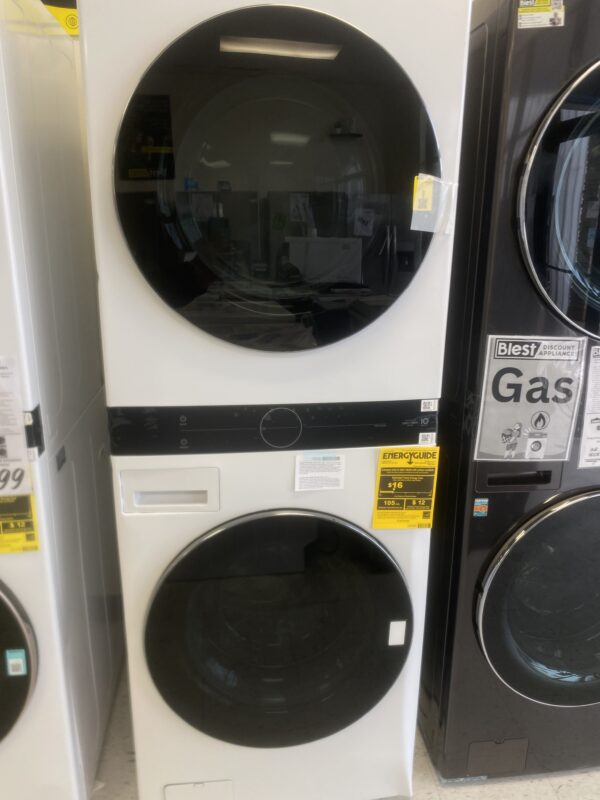 LG WashTower Stacked SMART Laundry Center 4.5 Cu.Ft. Front Load Washer & 7.4 Cu.Ft. Electric Dryer in White w/ Steam