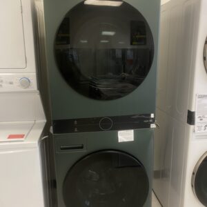 LG WashTower Stacked SMART Laundry Center 4.5 Cu.Ft. Front Load Washer & 7.4 Cu.Ft. Electric Dryer in Nature Green w/ Steam