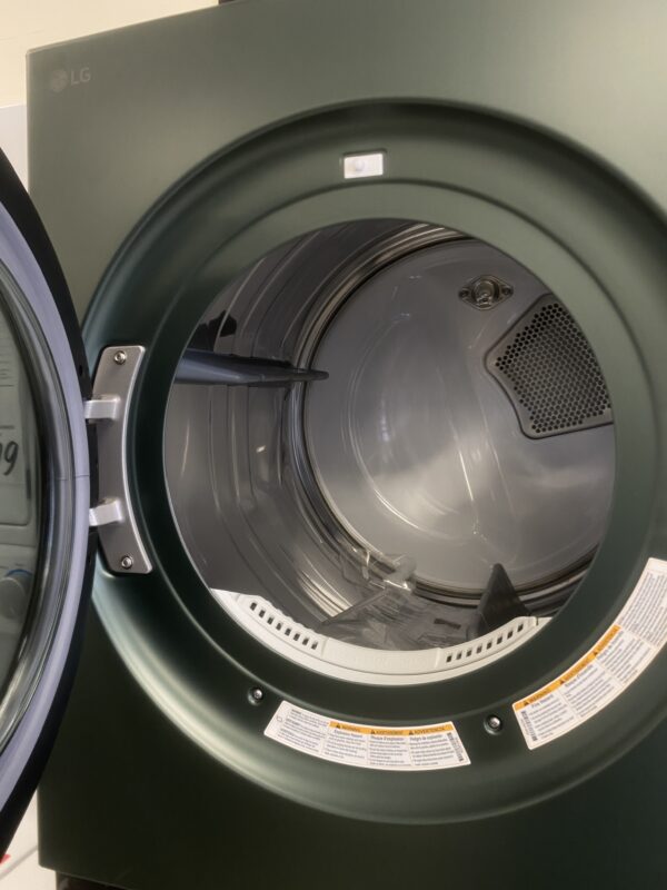 LG WashTower Stacked SMART Laundry Center 4.5 Cu.Ft. Front Load Washer & 7.4 Cu.Ft. Electric Dryer in Nature Green w/ Steam