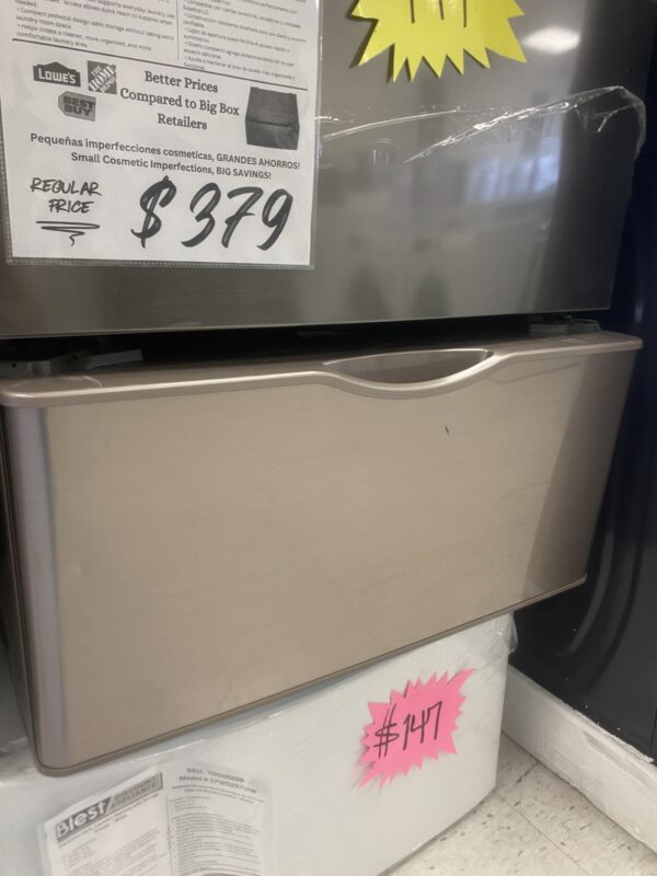 Samsung 27 in. Laundry Pedestal in Champagne with Storage Drawer