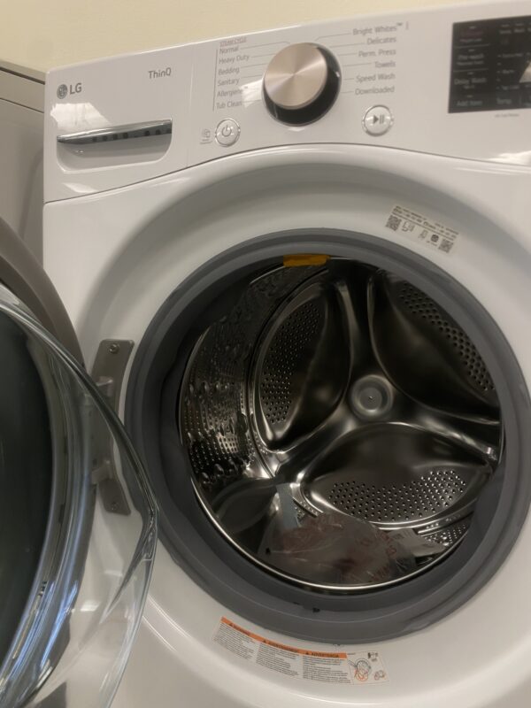 LG 4.5 Cu. Ft. Stackable SMART Front Load Washer in White with Steam and TurboWash360 Technology