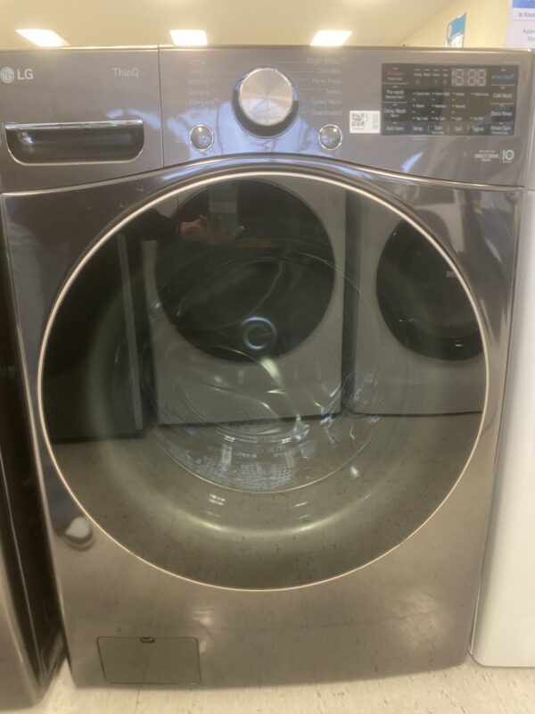 LG 4.5 Cu. Ft. Stackable SMART Front Load Washer in Black Steel with Steam and TurboWash360 Technology