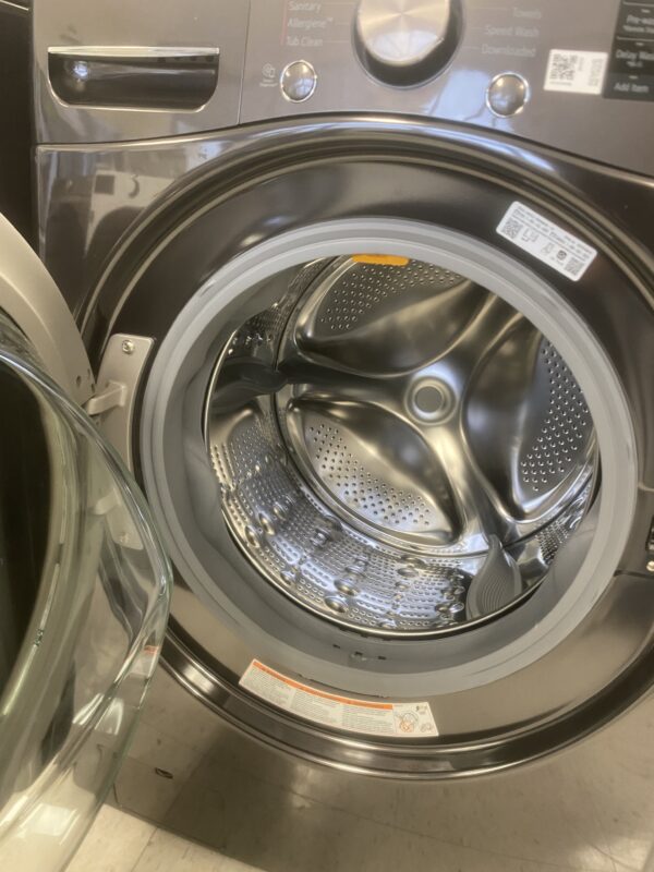 LG 4.5 Cu. Ft. Stackable SMART Front Load Washer in Black Steel with Steam and TurboWash360 Technology