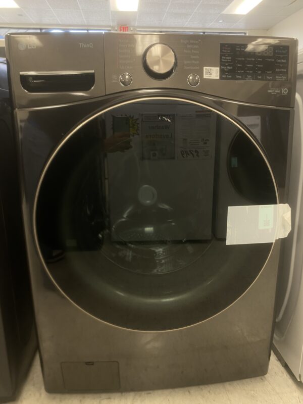 LG 4.5 Cu. Ft. Stackable SMART Front Load Washer in Black Steel with Steam and TurboWash360 Technology