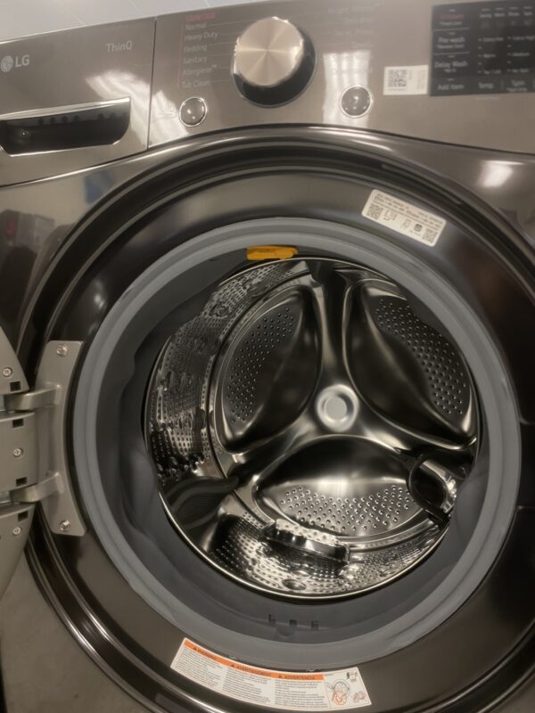 LG 4.5 Cu. Ft. Stackable SMART Front Load Washer in Black Steel with Steam and TurboWash360 Technology