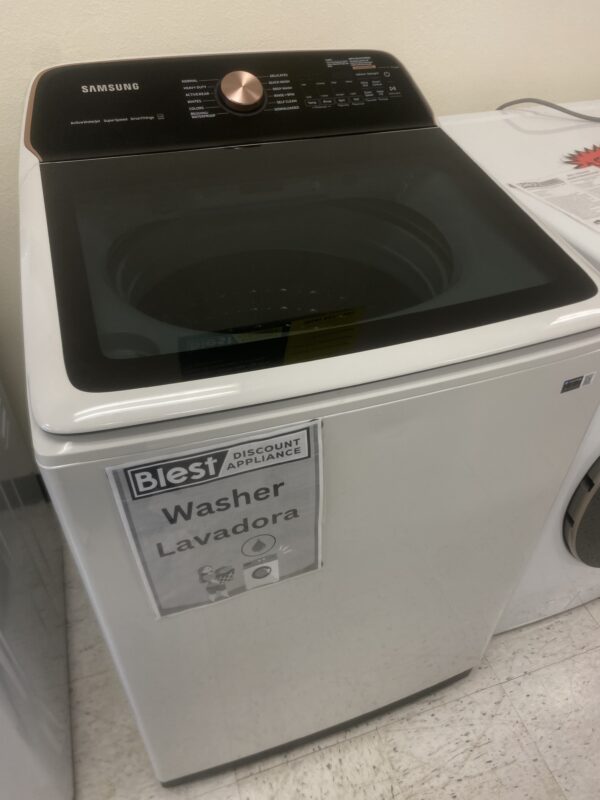 Samsung 5.5 cu. ft. High-Efficiency Extra-Large Capacity Smart Top Load Washer in Ivory with Impeller Auto Dispense System