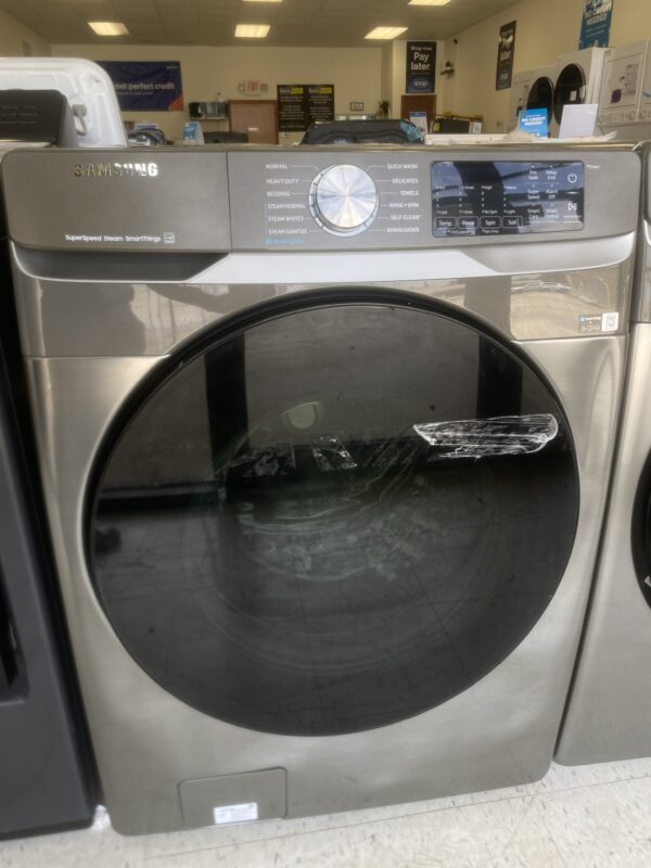 Samsung 4.5 cu. ft. Smart High-Efficiency Front Load Washer in Platinum with Super Speed