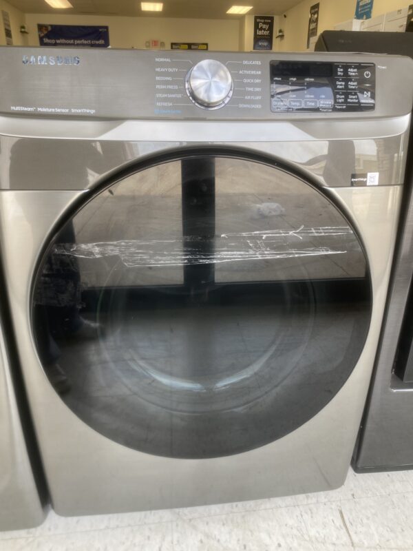 IMG_2636 Samsung 7.5 cu. ft. Smart Vented Gas Dryer in Platinum with Steam Sanitize+