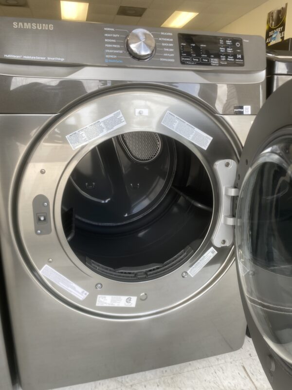 IMG_2637 Samsung 7.5 cu. ft. Smart Vented Gas Dryer in Platinum with Steam Sanitize+