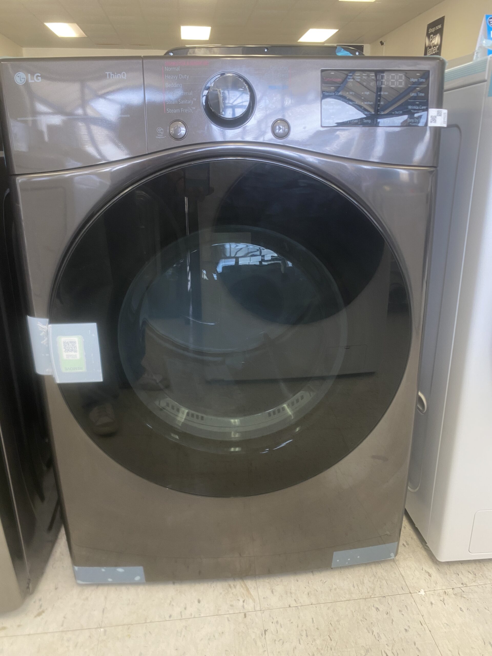 LG 7.4 Cu. Ft. Vented SMART Stackable Gas Dryer in Black Steel with TurboSteam and Sensor Dry Technology