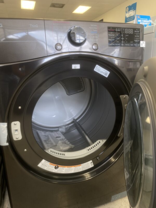 LG 7.4 Cu. Ft. Vented SMART Stackable Gas Dryer in Black Steel with TurboSteam and Sensor Dry Technology