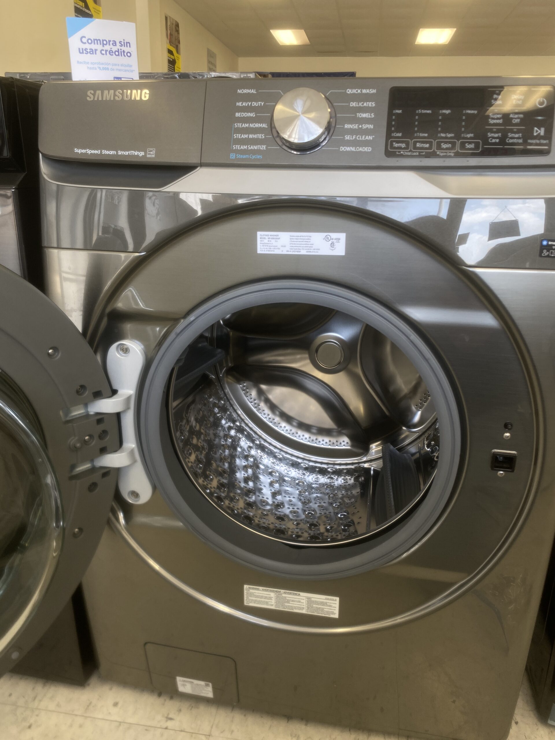 Samsung 4.5 cu. ft. Smart High-Efficiency Front Load Washer in Platinum with Super Speed