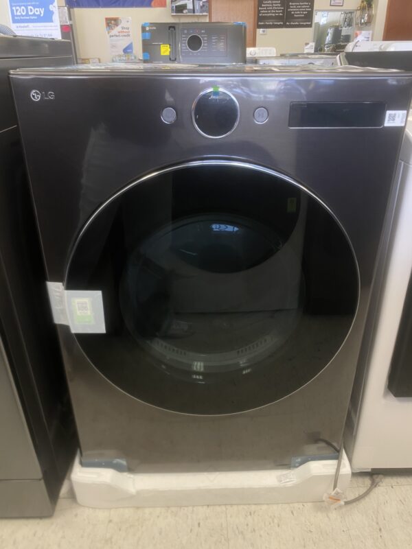 LG 7.4 cu. ft. Vented Stackable SMART Gas Dryer in Black Steel with TurboSteam and AI Sensor Dry Technology