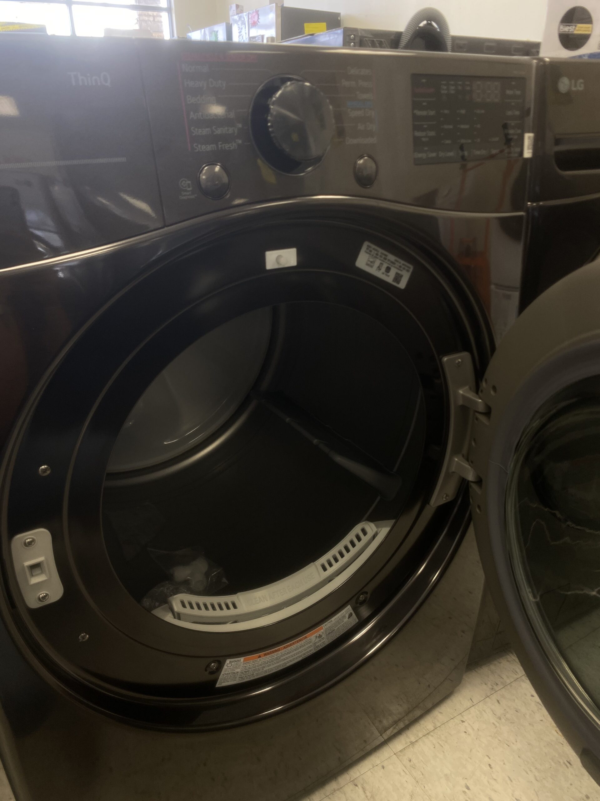 LG 7.4 Cu. Ft. Vented SMART Stackable Electric Dryer in Black Steel with TurboSteam and Sensor Dry Technology