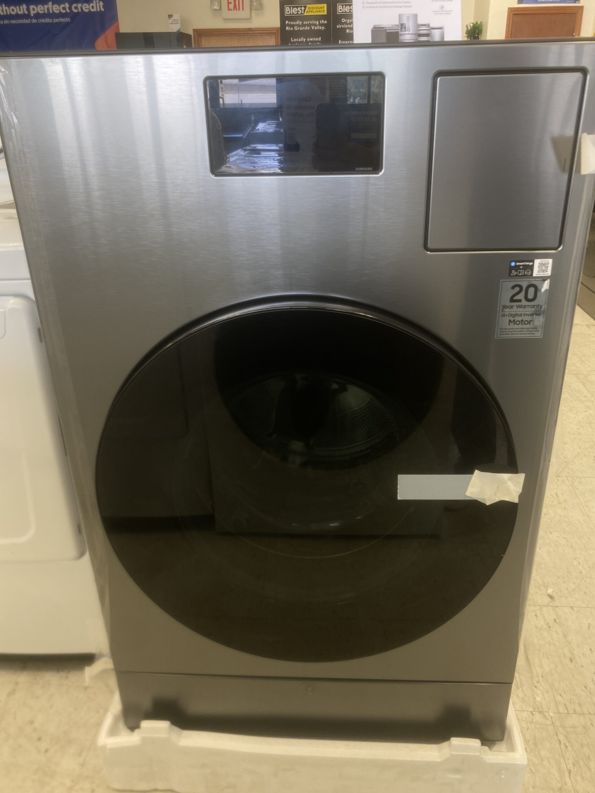 Samsung 5.3 cu. ft. Bespoke Ultra Capacity Vented All-in-One Washer Dryer Combo with Electric Dryer and AI Home in Dark Steel