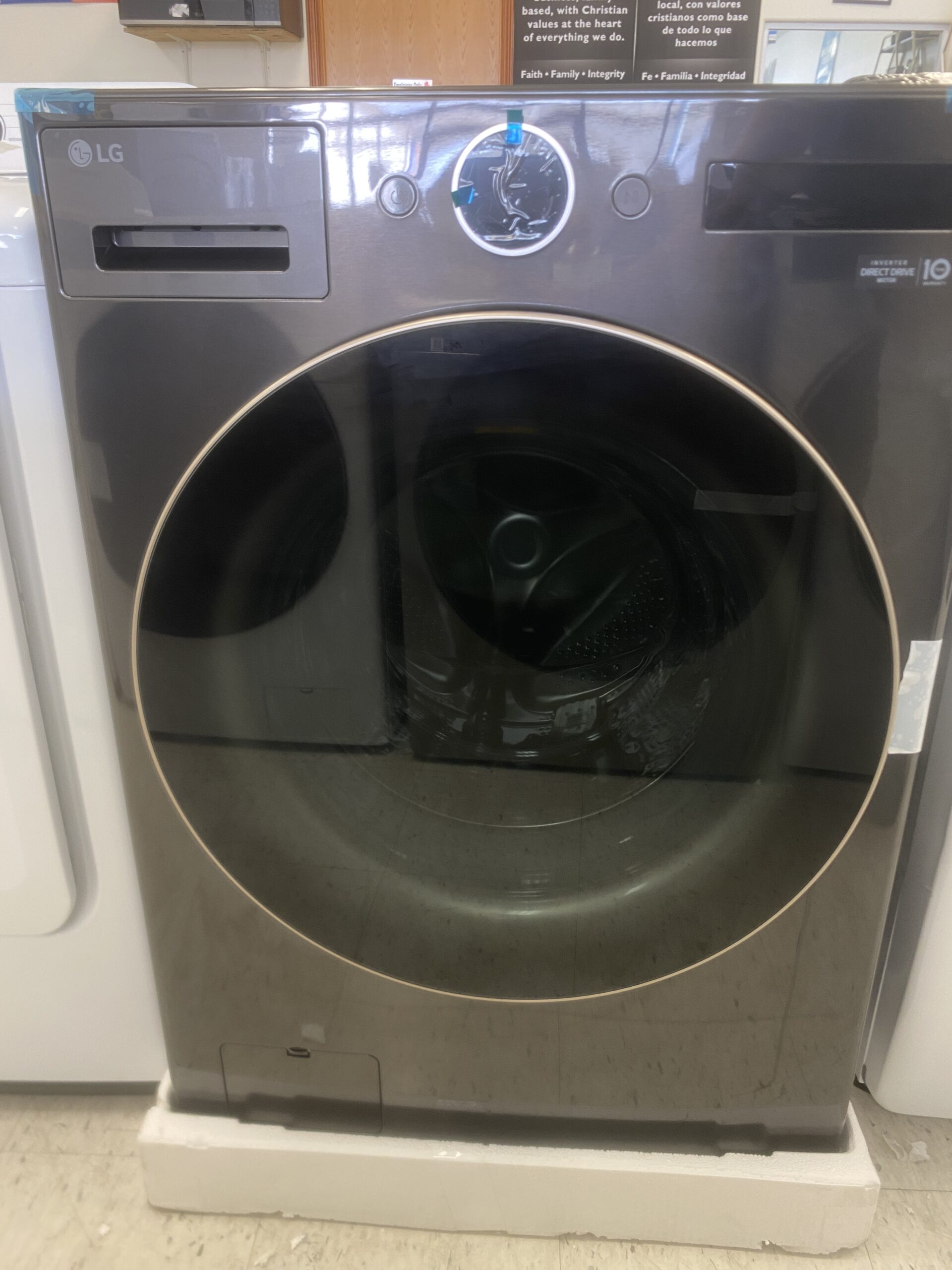 IMG_2779 LG 5.0 cu. ft. Stackable Smart Front Load Washer in Black Steel with AI Digital Dial, Steam and TurboWash360