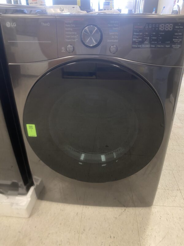 LG 7.4 Cu. Ft. Vented SMART Stackable Gas Dryer in Black Steel with TurboSteam and Sensor Dry Technology