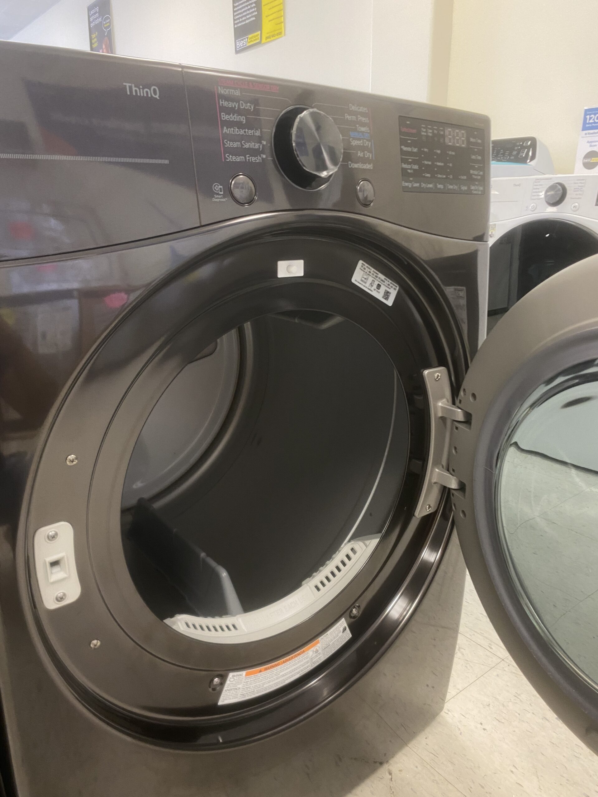 LG 7.4 Cu. Ft. Vented SMART Stackable Gas Dryer in Black Steel with TurboSteam and Sensor Dry Technology