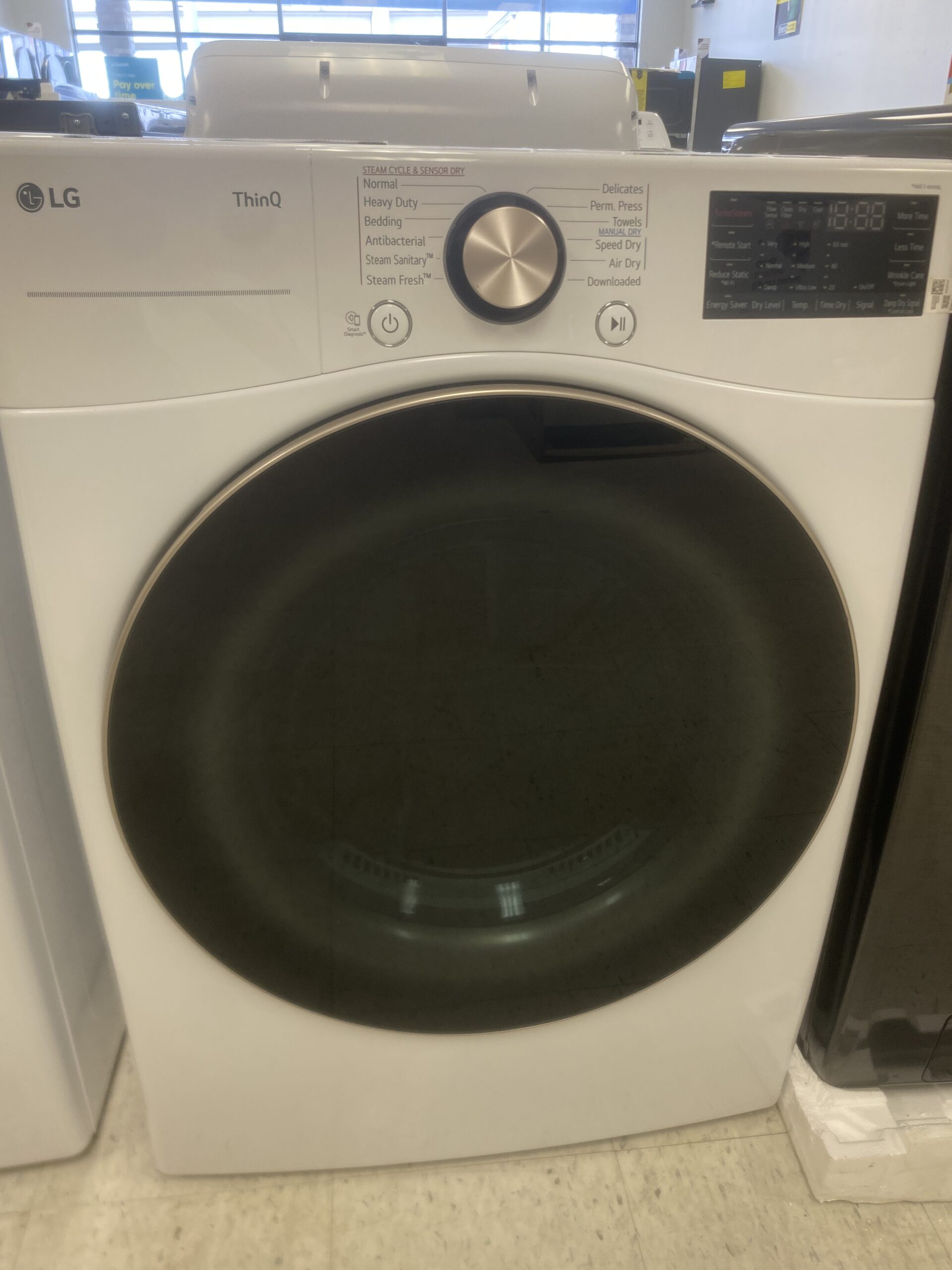 LG 7.4 Cu. Ft. Vented SMART Stackable Gas Dryer in White with TurboSteam and Sensor Dry Technology