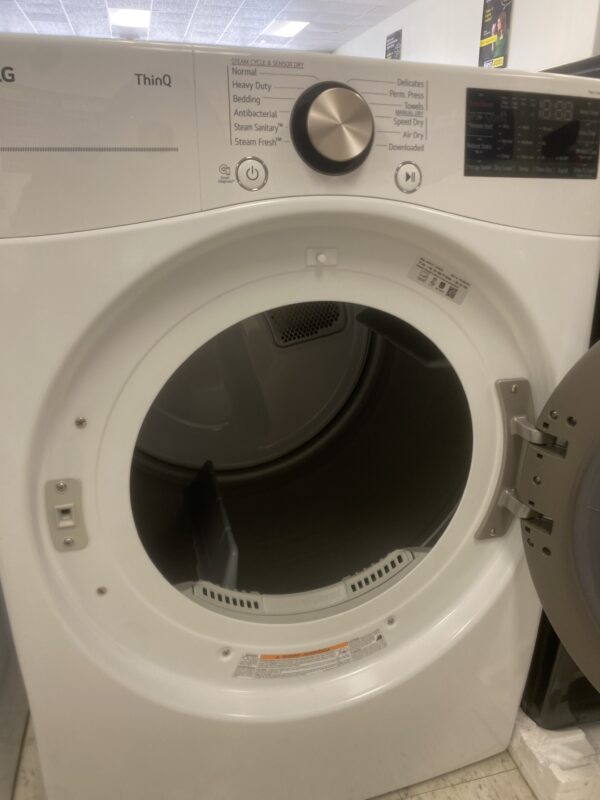 LG 7.4 Cu. Ft. Vented SMART Stackable Gas Dryer in White with TurboSteam and Sensor Dry Technology