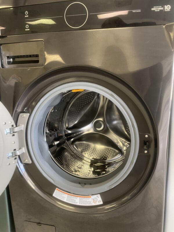 LG WashTower Stacked SMART Laundry Center 4.5 Cu.Ft. Front Load Washer & 7.4 Cu.Ft. Electric Dryer in Black Steel w/ Steam