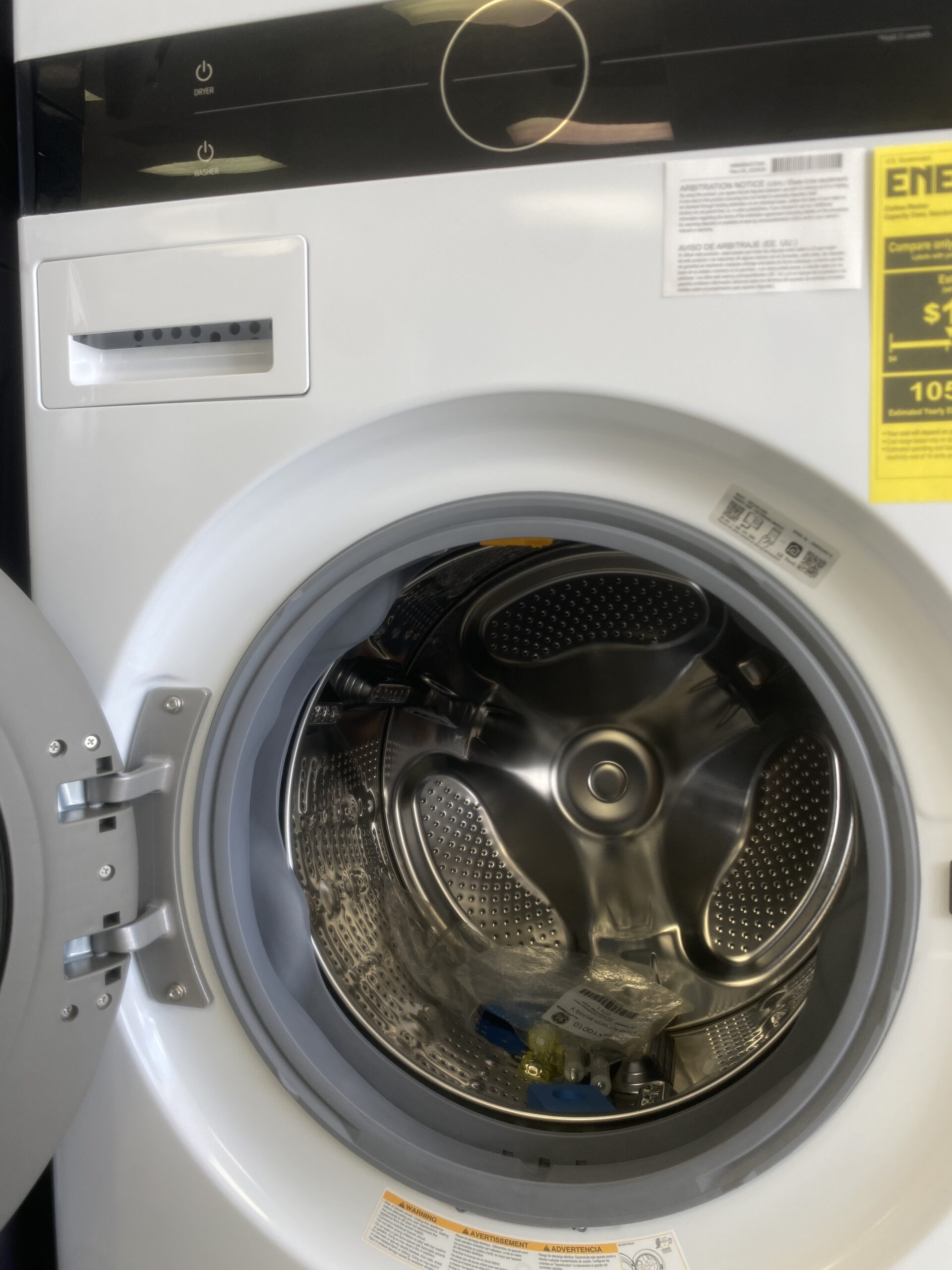 LG WashTower Stacked SMART Laundry Center 4.5 Cu.Ft. Front Load Washer & 7.4 Cu.Ft. Gas Dryer in White w/ Steam