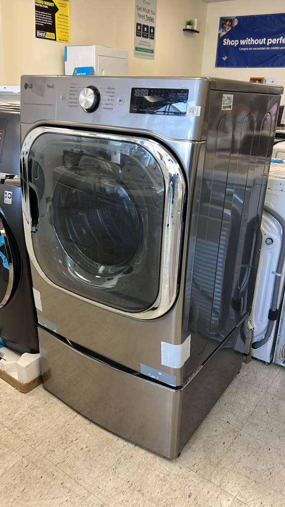 Y0000379A LG 9.0 cu. ft. Vented SMART Stackable Gas Dryer in Black Steel with TurboSteam and Sensor Dry Technology